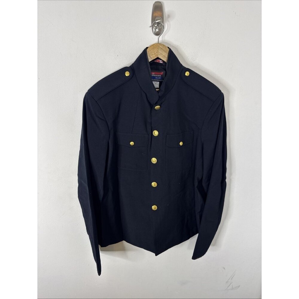 Marlow‎ White Dress Blue Military Jacket 50x30 US Made Brass Buttons